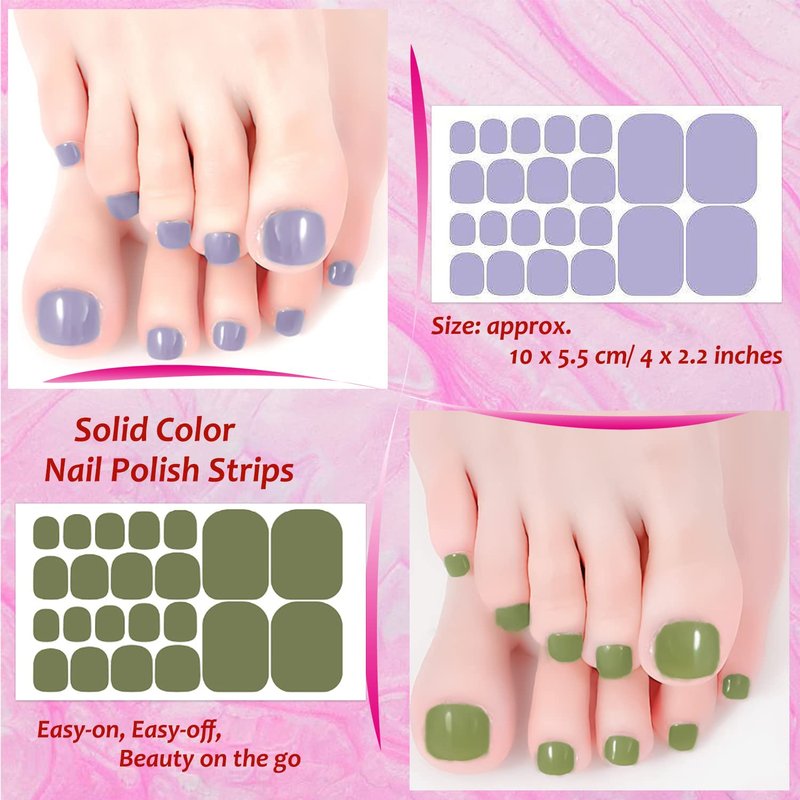 XEAOHESY 440 Pieces 20 Sheets Dark Solid Color Toe Nail Polish Strips Toe Nail Wraps with Nail File Self-Adhesive Gel Nail Strips Toe Nail Stickers Full Nail Wraps for Women Toenail Art