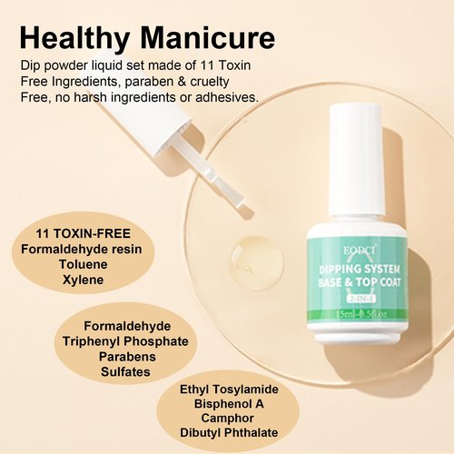 EODCI 2 in 1 Dip Powder Nail Kit - 15ml/0.5oz Bottle Dipping Powder System with Base & Top Coat, Activator, No Lamp Cured, Fast Dry, Good for Salons & Beginners