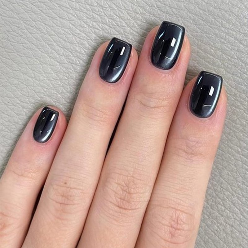 144 Pcs Cat Eye Press on Nails Short Square Fake Nails Aurora False Nails Glossy Full Cover Acrylic Nails Red Purple Champagne Blue Glue on Nails Glitter Artificial Stick on Nails for Women Manicure