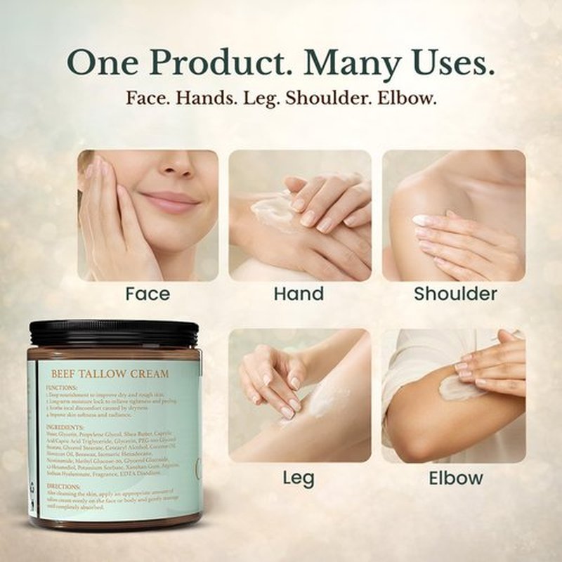 Beef Tallow Cream with Moroccan Oil 100g (3.5 oz) | Whipped Beef Tallow for Skin, Face & Body | Deep Hydration Moisturizer with Shea Butter, Coconut Oil & Beeswax – For Dry, Sensitive & Irritated Skin