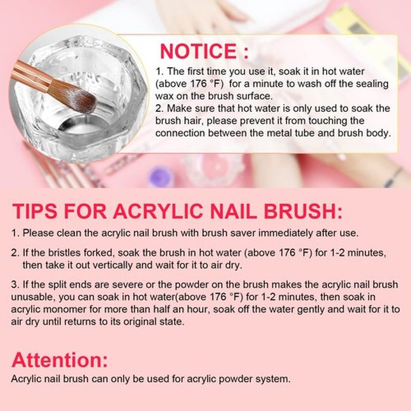 SAVILAND 7-Piece Rose Gold Acrylic Nail Brush Set: Acrylic Brushes for Salon & Home Use - Sizes 4/6/8/10/12/14/16