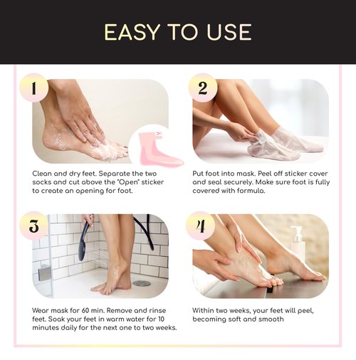 Prescia Foot Peel Mask - For Cracked Heels, Dead Skin & Calluses - Baby Soft Feet, Smooth Skin, Removes & Repairs Rough Heels, Dry Toe Skin - Exfoliating Peeling Natural Treatment - Crescena