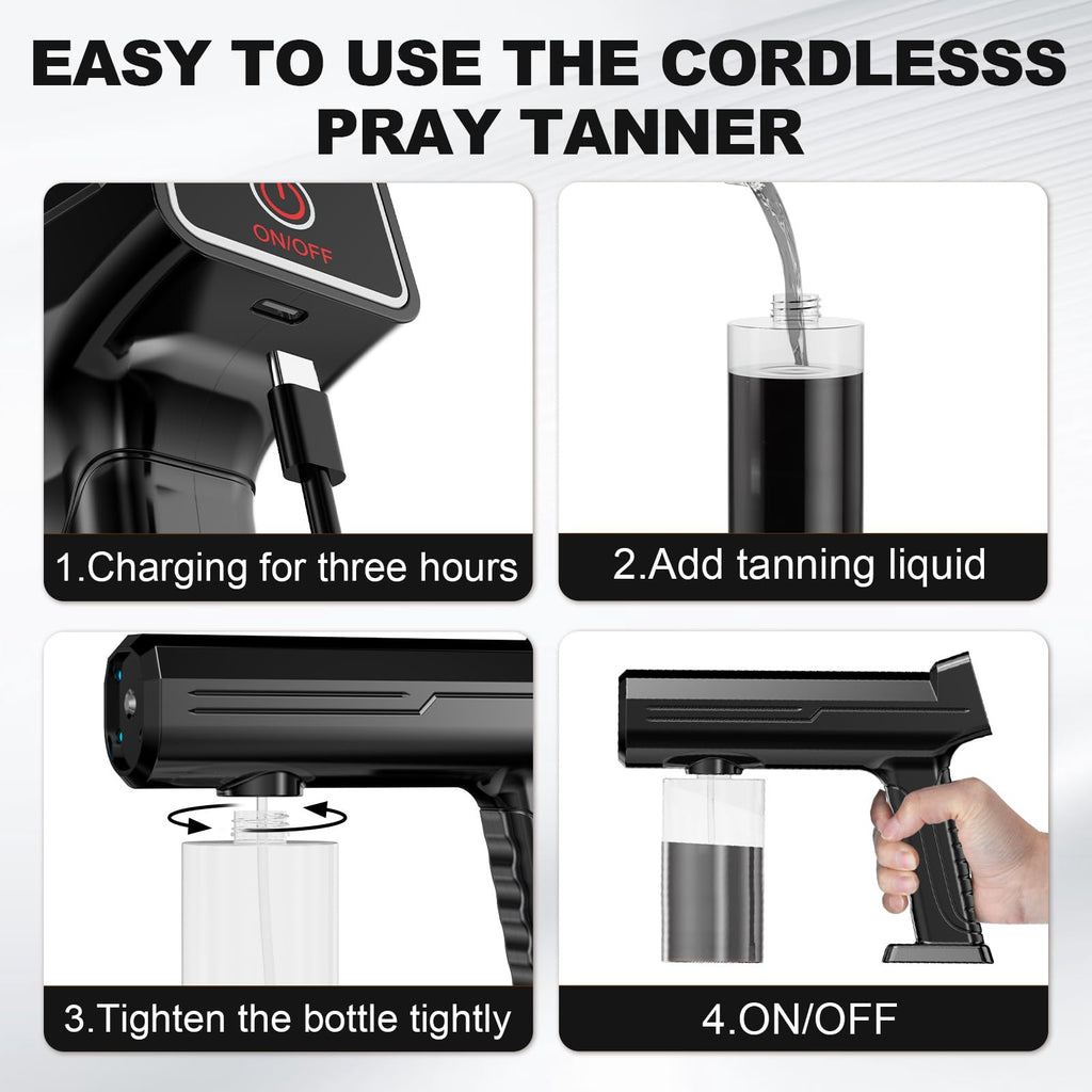 Spray Tan Machine, Portable & Cordless Spray Tan Gun, Even Spraying, Long Battery Life, Lightweight, Spray Tan Gun Machine with 300ml Bottle, Spray Tanning Machine for Home, Salon, DIY and Travel Use