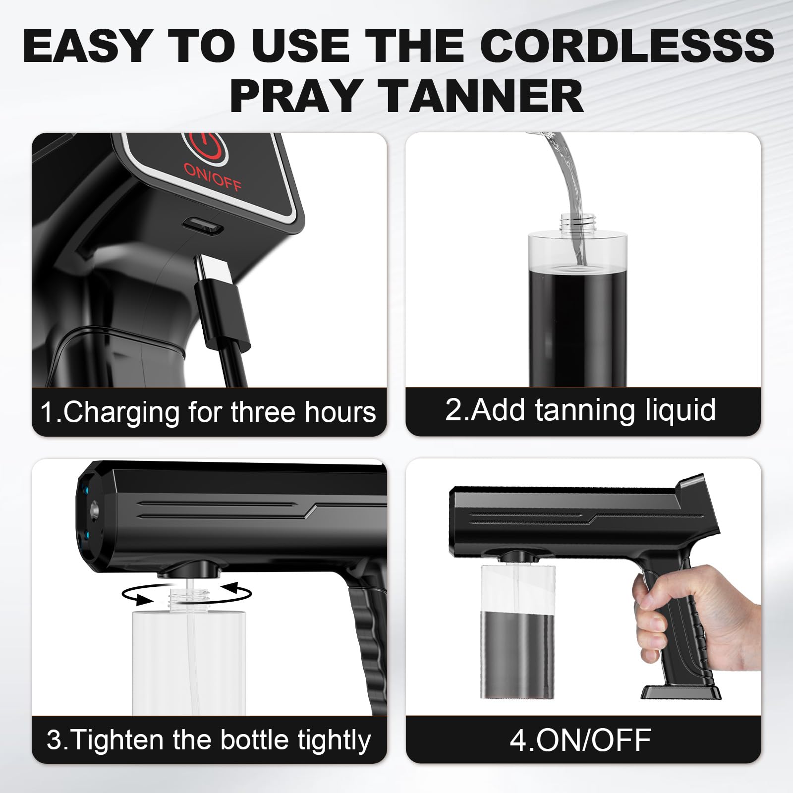 Spray Tan Machine, Portable & Cordless Spray Tan Gun, Even Spraying, Long Battery Life, Lightweight, Spray Tan Gun Machine with 300ml Bottle, Spray Tanning Machine for Home, Salon, DIY and Travel Use