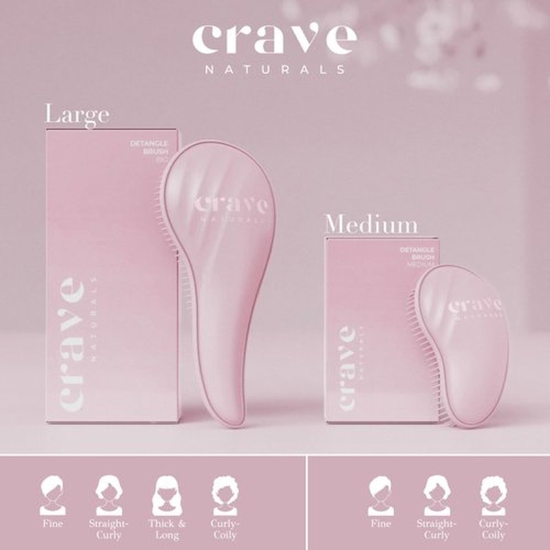 Crave Naturals Detangling Hair Brush Large Pink – Glide Thru Hair Detangler Brush for Women, Kids & Toddlers – Gentle Scalp Care, No-Pain Tangle-Free Hairbrush for All Hair Types