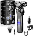 Men's Electric Razor, Upgraded 4D Floating Magnetic Blade Head Rotary Shaver, 3-in-1 Multifunctional for Beard/Nose/Sideburns, IPX7 Waterproof Rechargeable Cordless Shaver, Turbo Speed, Gift for Men