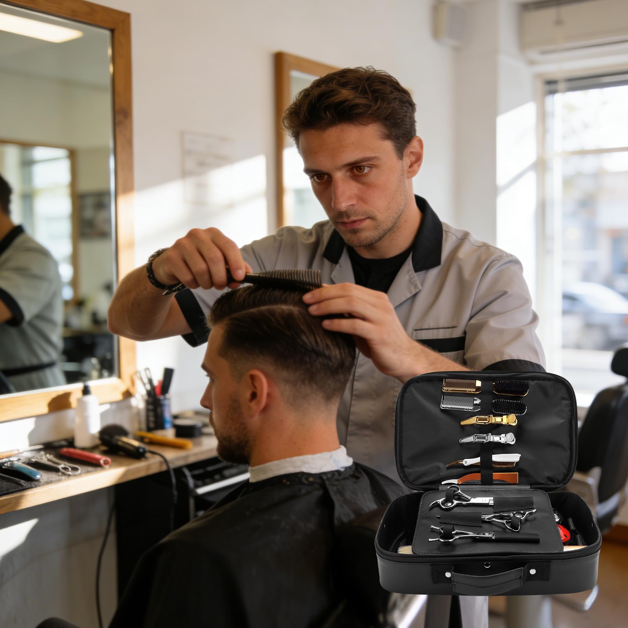 Professional Hair Clipper Case – 11" x 7" Barber Tool Bag & Hairdressing Organizer for Scissors and Supplies