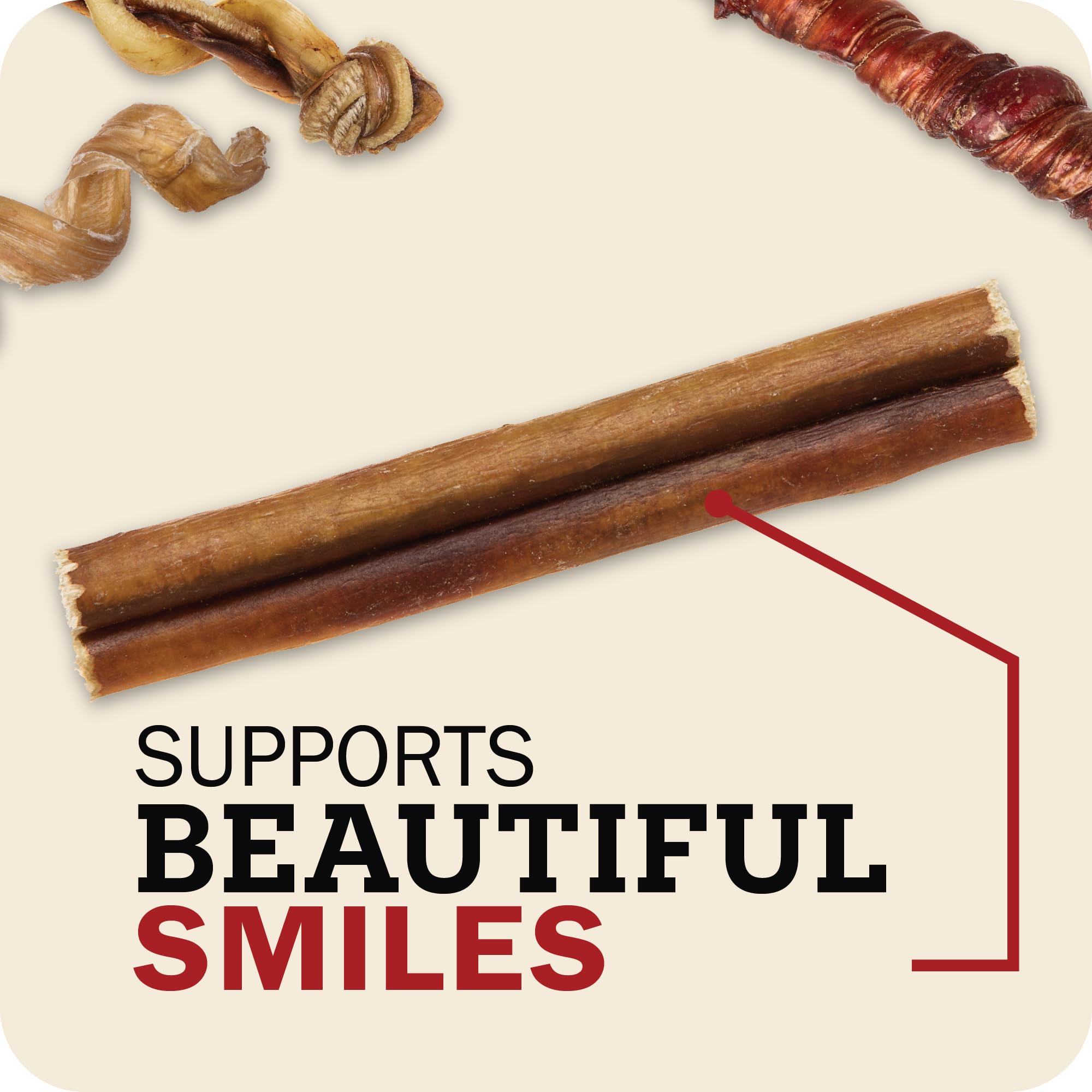 Redbarn Pet Products All-Natural 12" Braided Bully Sticks for Dogs - Premium Slow Roasted Long Lasting Chew Treats Made with 100% Beef - Single Ingredient Low Odor - 5 Count - Packaging May Vary