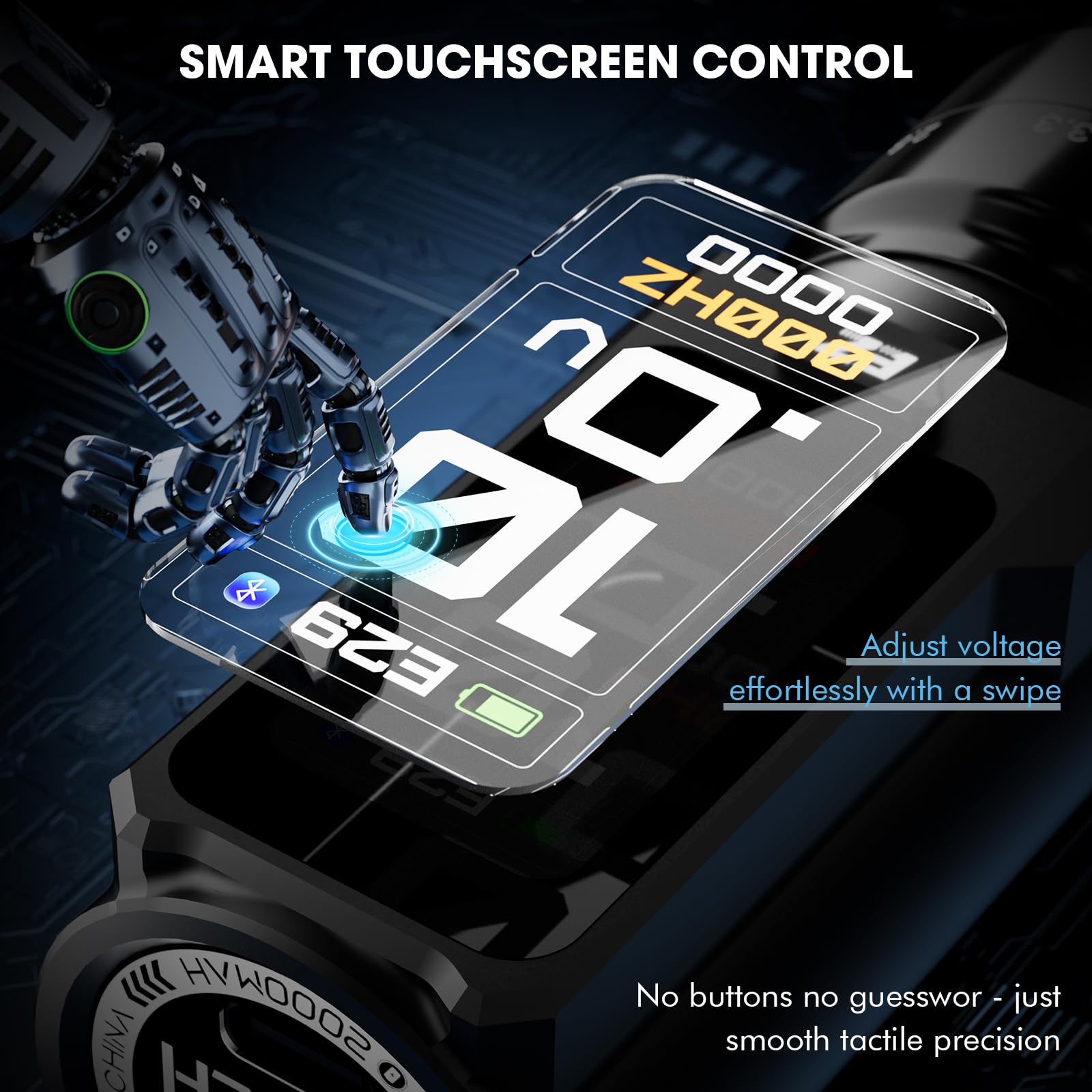 EZ P3 Pro Touch Tattoo Gun, Large Touch Screen Tattoo Machine with 6 Adjustable Strokes 2.0-4.2mm, 2 OLED Digital Display 2,000mAh Power Supply Extra Battery (Black)