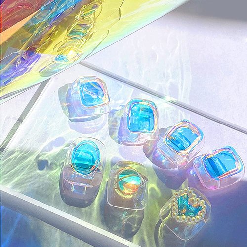 Dornail 11 Sheets Aurora Holographic Nail Foil Film - Broken Glass & Laser Nail Decals for DIY Nail Art