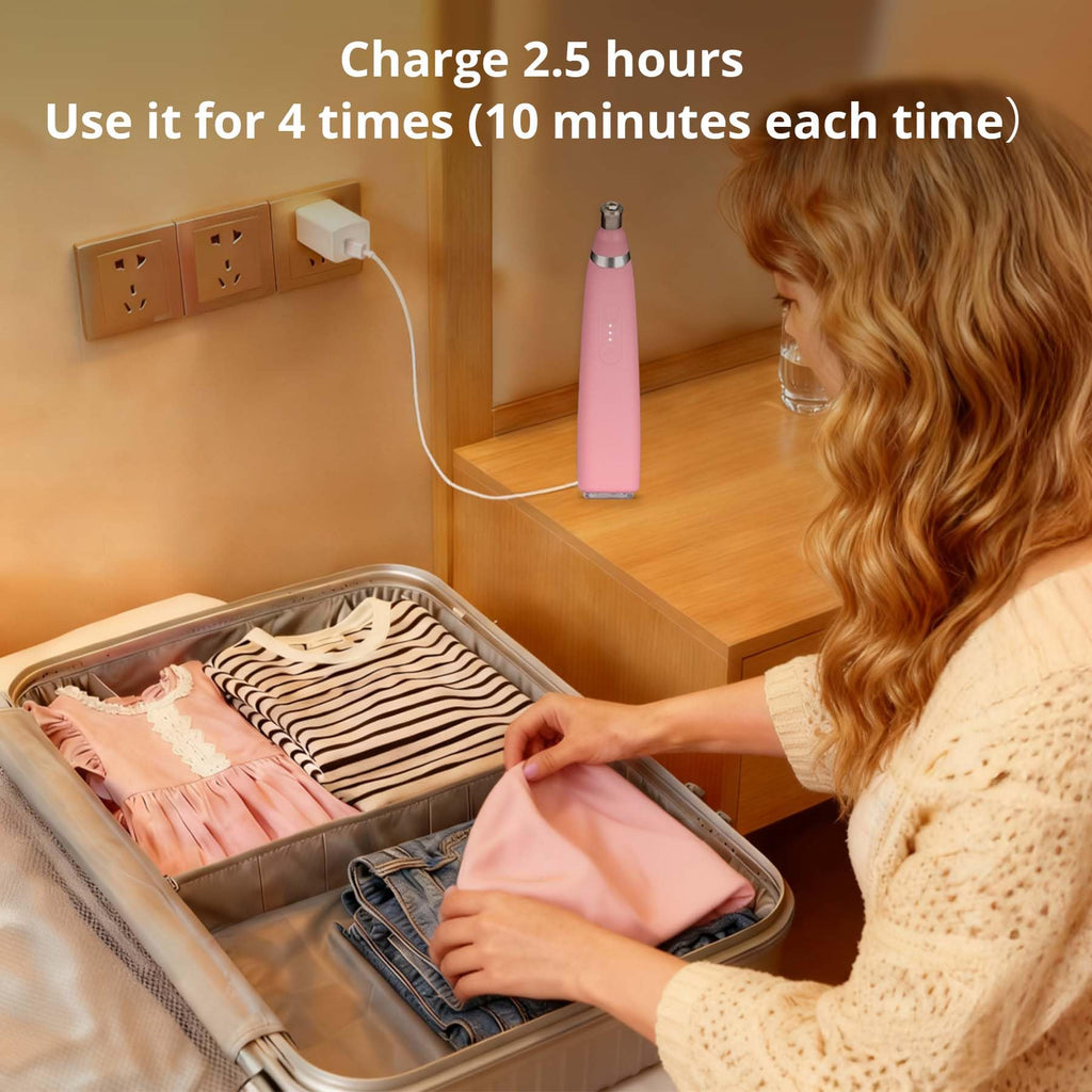 UNOISETION Diamond Microdermabrasion Machine, Professional Portable for Travel Microdermabrasion Device,Rechargeable Cordless Dermabrasion Facial Machine with 3 Levels, Pink