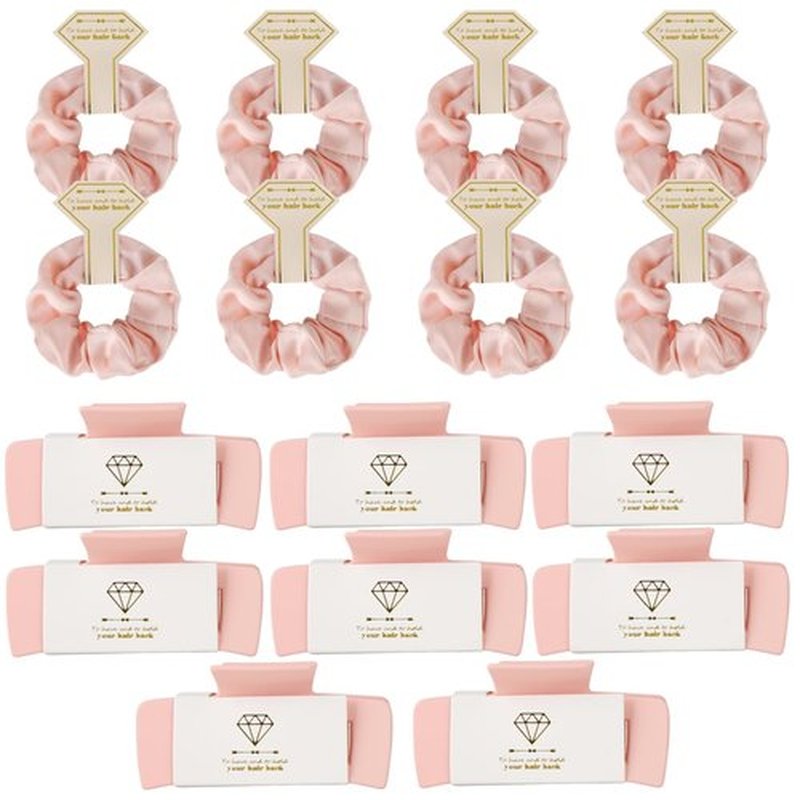 Loanzeg Bridesmaid Scrunchies Proposal Gifts 4.1 Inch Square Set of 8 Bachelorette Hair Claw Clips ideas Bridal Shower Gift for Wedding Party Favors (16pcs Pink)