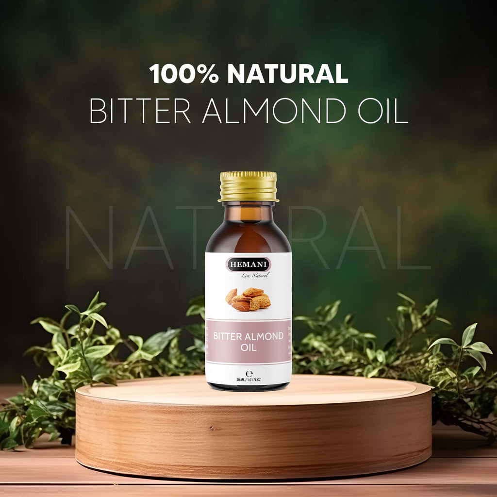 Hemani Bitter Almond Oil 30ml (1 Fl Oz) - 100% Pure Steam Distilled | Soothing Aromatherapy | Natural Essential Oil for Diffuser & Massage