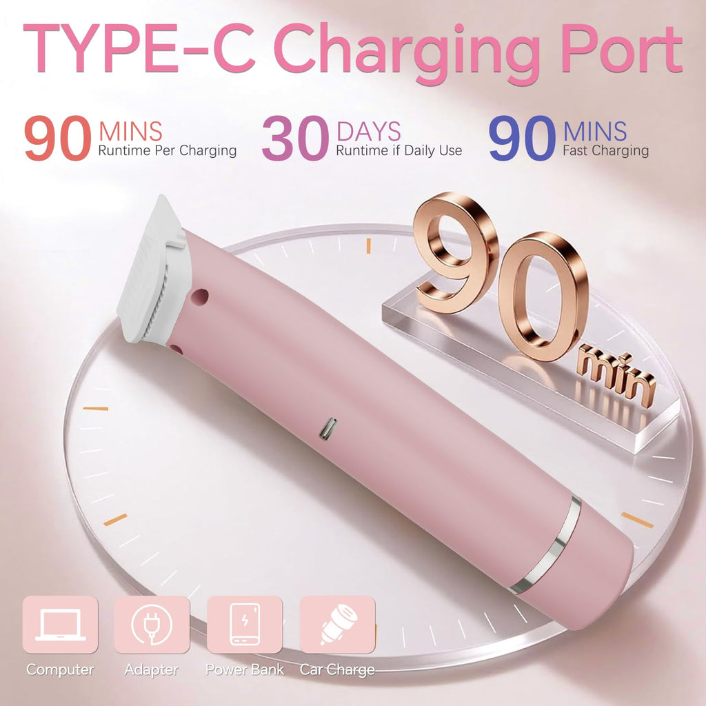 RUIM Bikini Trimmer for Women, 2-in-1 Electric Razor & Pubic Hair Remover - Painless for Sensitive Skin, IPX6 Waterproof, Cordless & USB Rechargeable for Travel, Gift for Her (Purple)