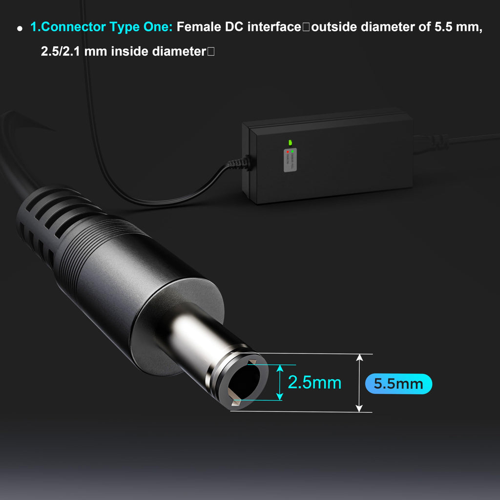 EVAPLUS 54.6V Fast Charger for 48V Lithium Batteries, UL Certified, Smart Charger for Electric Bike & Scooter, Auto Shut-Off, 5.5mm x 2.5/2.1mm Connector