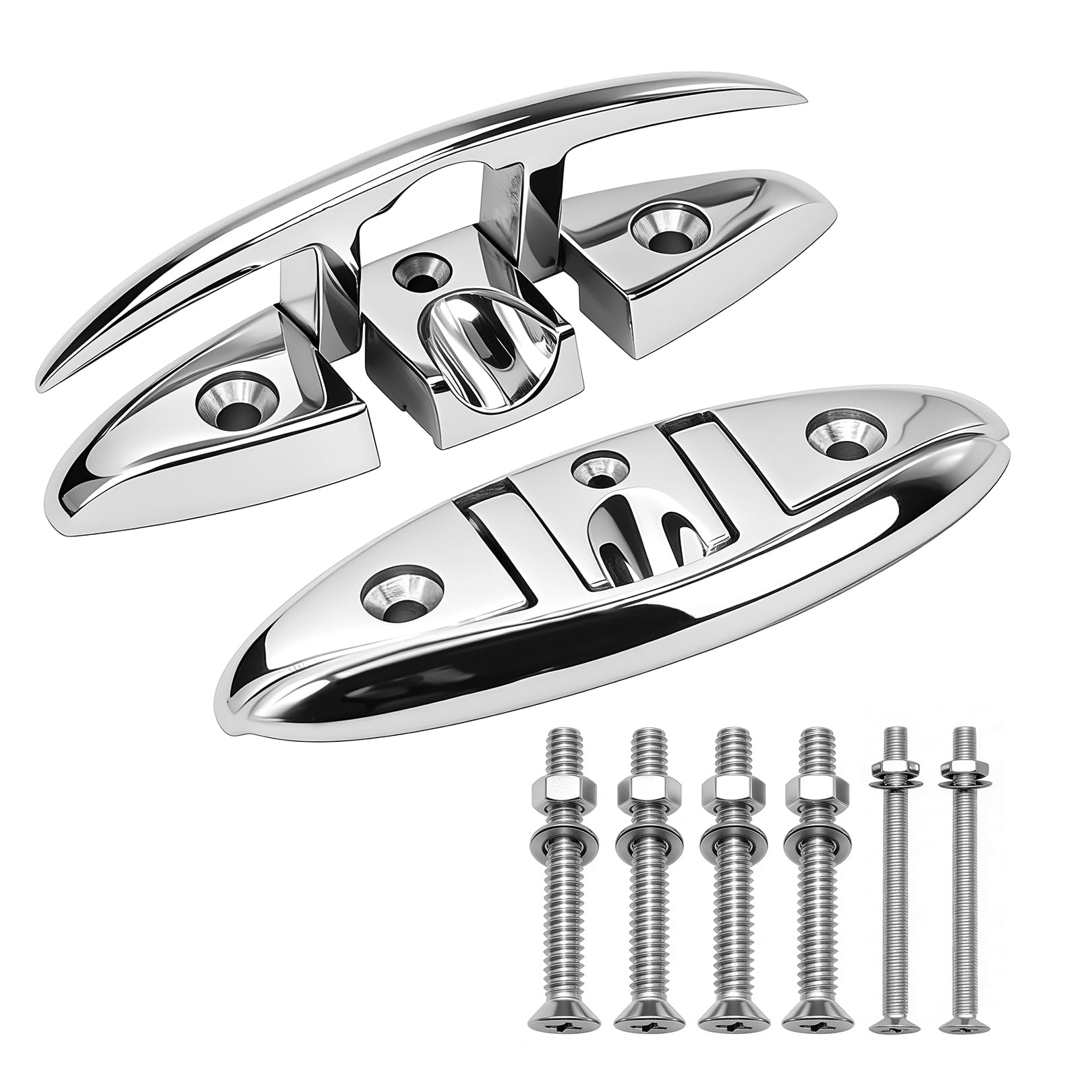 Jecoupoon 2pcs 6 inch 6" Dock Cleats Marine Boat 316 Stainless Flip Up Cleats Folding Cleat with Screws and Nuts