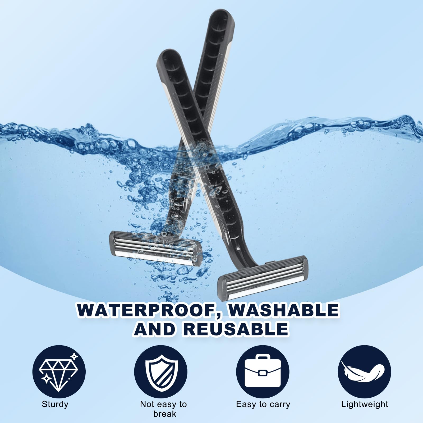 Xuezoioy Disposable Razors Bulk Pack of 30,Black Travel Bulk Razors Single Use Individually Wrapped 3 Blade Men's Disposable Shaving Razors with Clear Cap for Homeless,Hotel,Charity,Air Bnb,Unisex