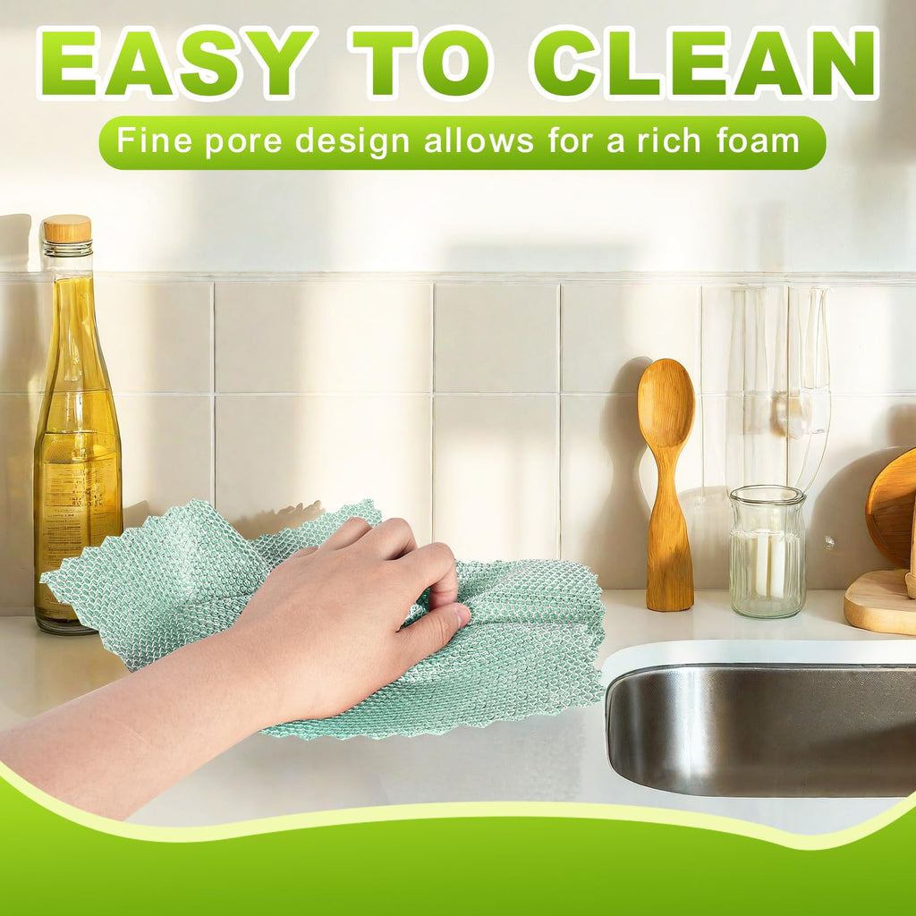 INFICRIME 12 Pcs Multipurpose Wire Dishwashing Rag, Upgraded Double-Layer Non-Scratch Wire Dish Cleaning Cloths, Reusable Steel Scrubberfor Kitchen, Cookware, Sinks, Stove Tops, 10"x10"