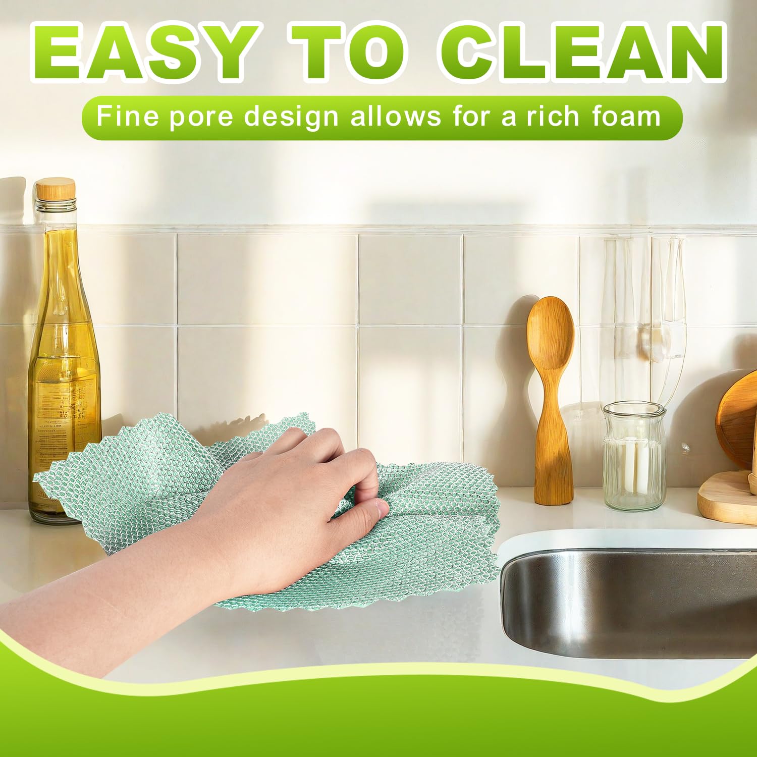 INFICRIME 12 Pcs Multipurpose Wire Dishwashing Rag, Upgraded Double-Layer Non-Scratch Wire Dish Cleaning Cloths, Reusable Steel Scrubberfor Kitchen, Cookware, Sinks, Stove Tops, 10"x10"