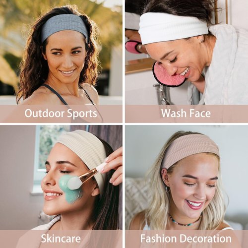 TERSE Headbands for Women Wide Non Slip Boho Head Bands Soft Elastic Thick Hairbands Fashion Workout Yoga Hair Accessories, 6 Pack
