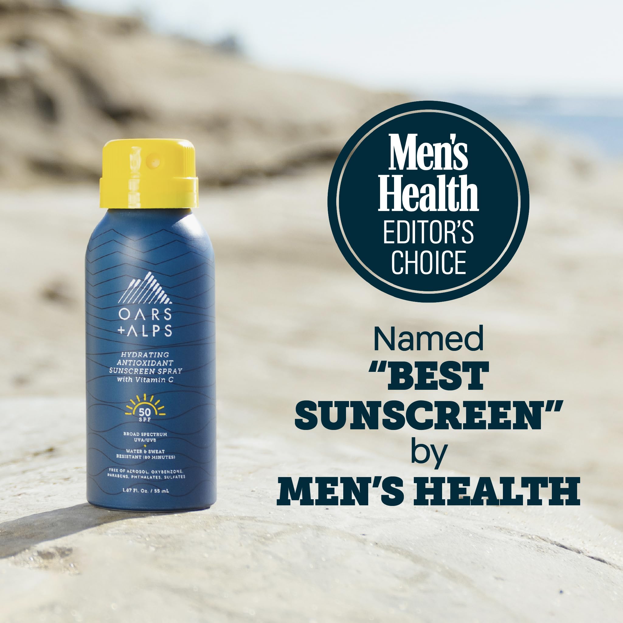 Oars + Alps SPF 50 Face & Body Broad Spectrum Sunscreen Spray | Fast-Absorbing, Lightweight, Non-Greasy, Hawaii Reef Act 104 Compliant, Water-Resistant, Octinoxate + Oxybenzone Free, 1.87 Oz, 1 Pack