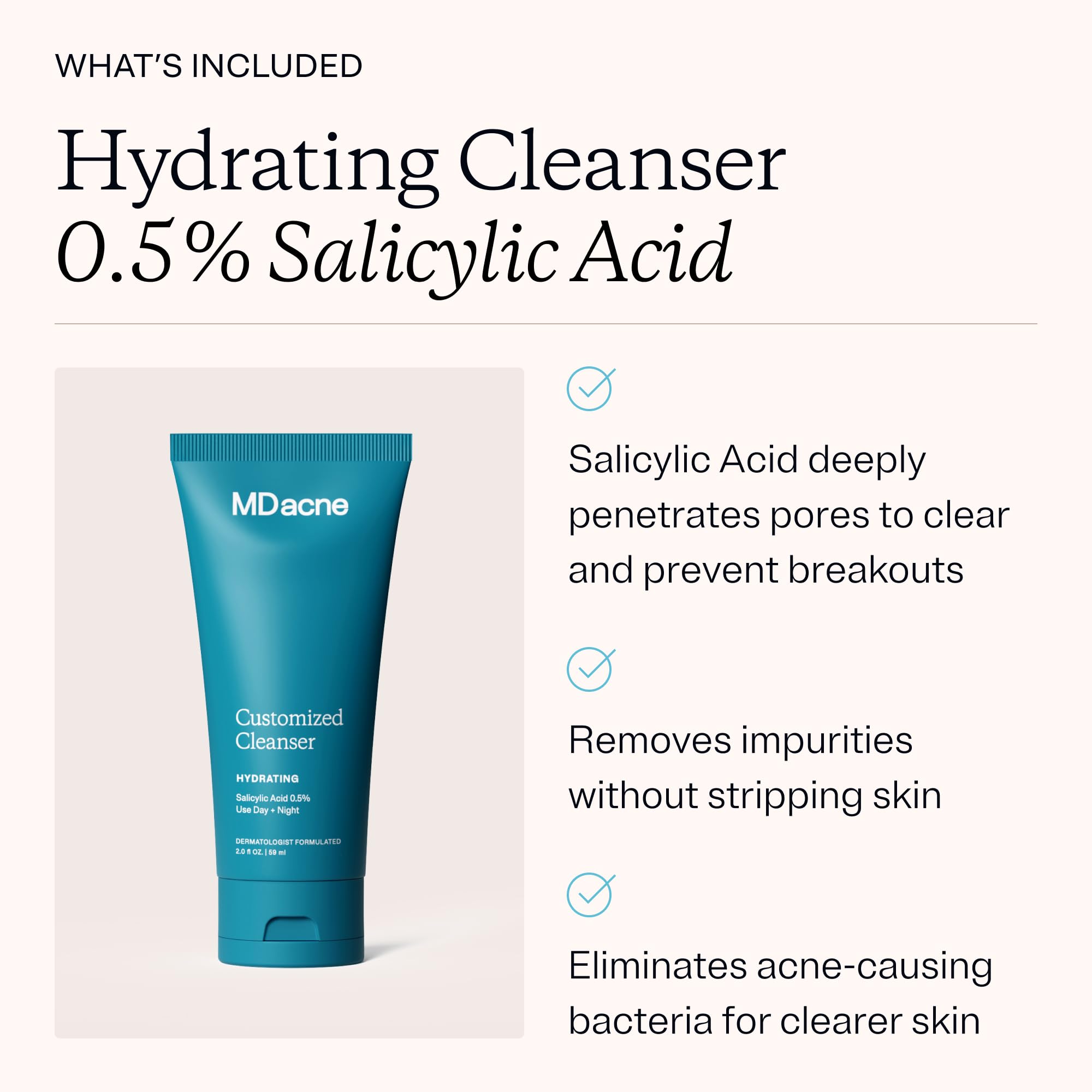 MDacne 3 Step Retinol Acne Kit – 0.25% Retinol Cream, Salicylic Acid Cleanser, Niacinamide Moisturizer – Plant-Based Kit for Hormonal Acne, Blemishes, Wrinkles – 30 Day Complete Care