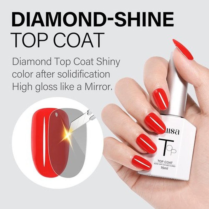 AILLSA Gel Nail Polish - Long Lasting Clear Base & Top Coat | High Gloss Shine, 0.51 Fl Oz