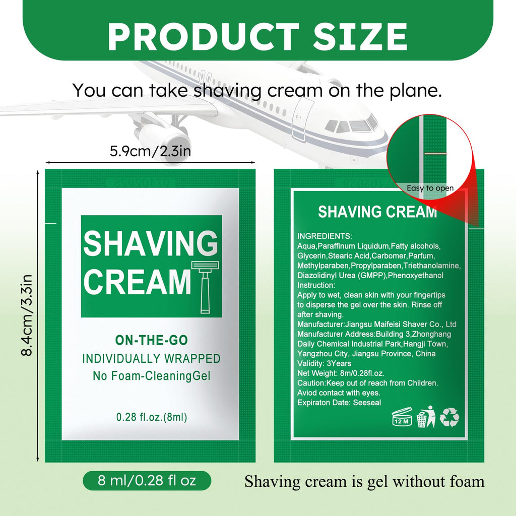 Xuezoioy Travel Size Shaving Cream Bulk-Pack of 10,Individually Wrapped 8 ml/0.28 fl oz Mini Disposable Shaving Cream in Bulk for Hotel,Homeless,Shelter,Charity