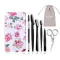 FITDON Eyebrow Grooming Set, Eyebrow Tweezers & Curved Brow Scissors & 3PCS Brow Razors Trimmer & Eyebrow Brush with Spoolie