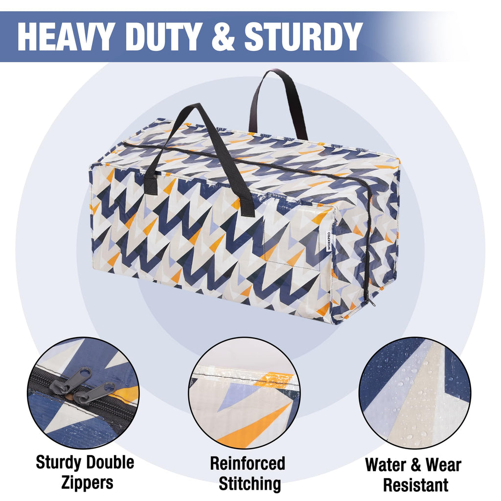 WORKPRO 6 Pack Extra Large Moving Bags with Zippers & Carrying Handles Backpack Straps, Heavy-Duty Storage Tote for Space Saving & Storage, Alternative to Moving Box (W - Alphabet Printing)