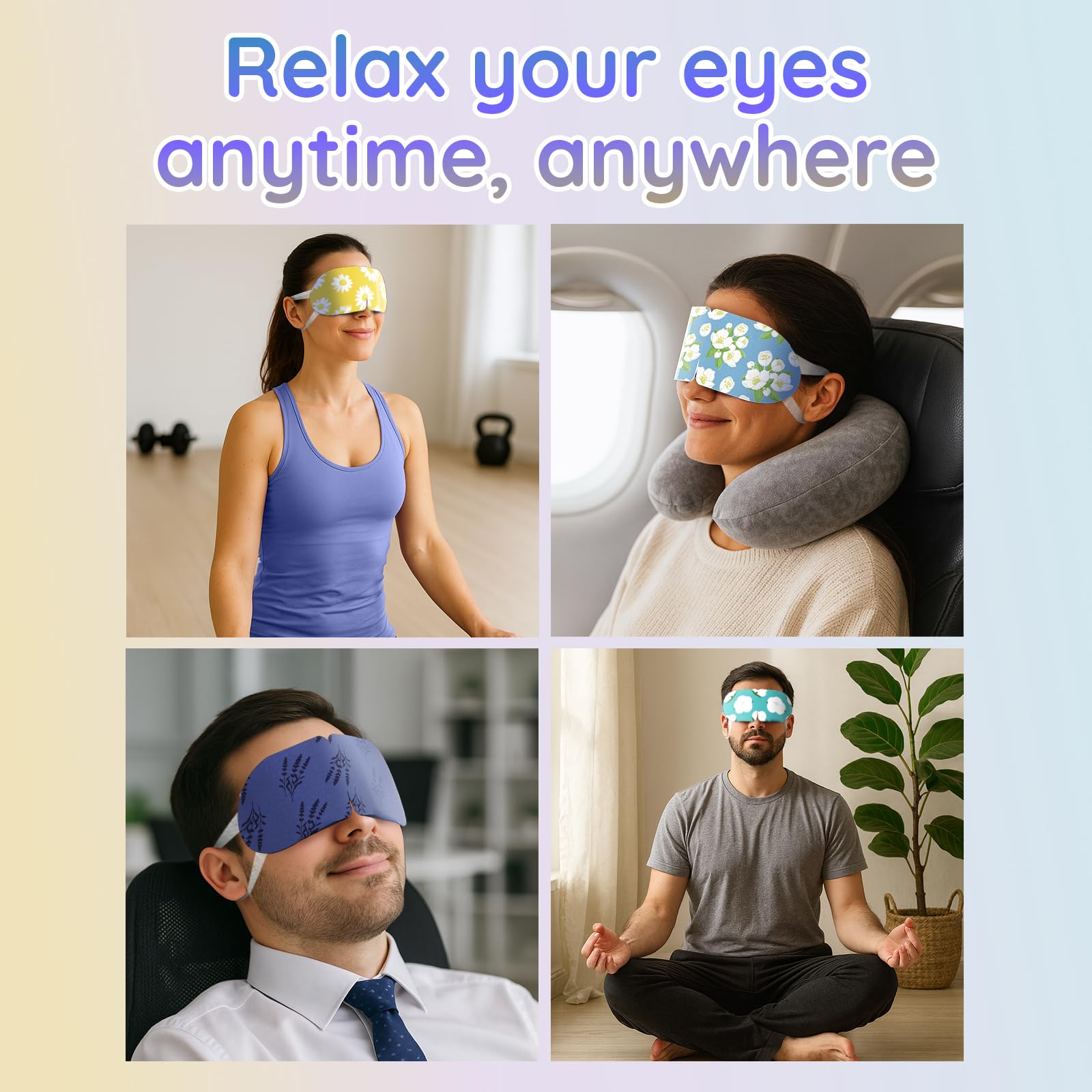 16 Pack Steam Eye Mask Variety Set Lavender Chamomile Jasmine and Unscented, Heated Eye Masks for Dry Eyes Puffiness and Relaxation, Self Heating Warm Compress for Sleep and Travel
