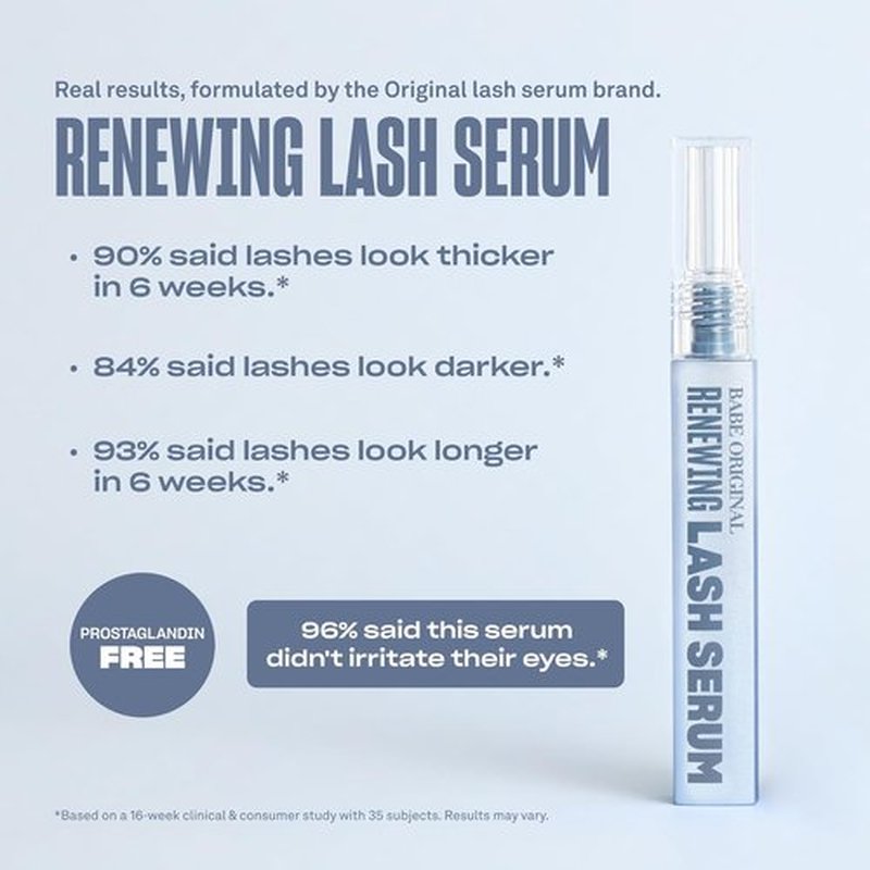 BABE ORIGINAL Renewing Lash Serum - Gentle, Vegan Formula for Fuller, Longer-Looking Lashes | Peptide-Infused