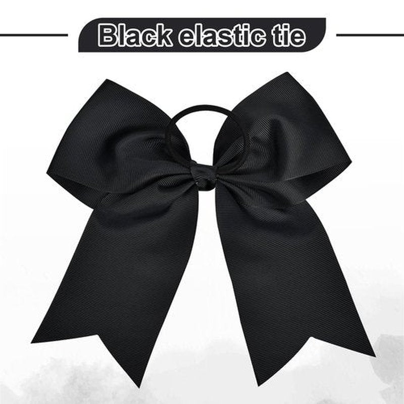 20PCS 8" Large Cheer Bows Black Cheerleading Bows Girl Hair Bows with Ponytail Holder Bow Hair Ties for Cheerleaders SoftbalCompetition Sports