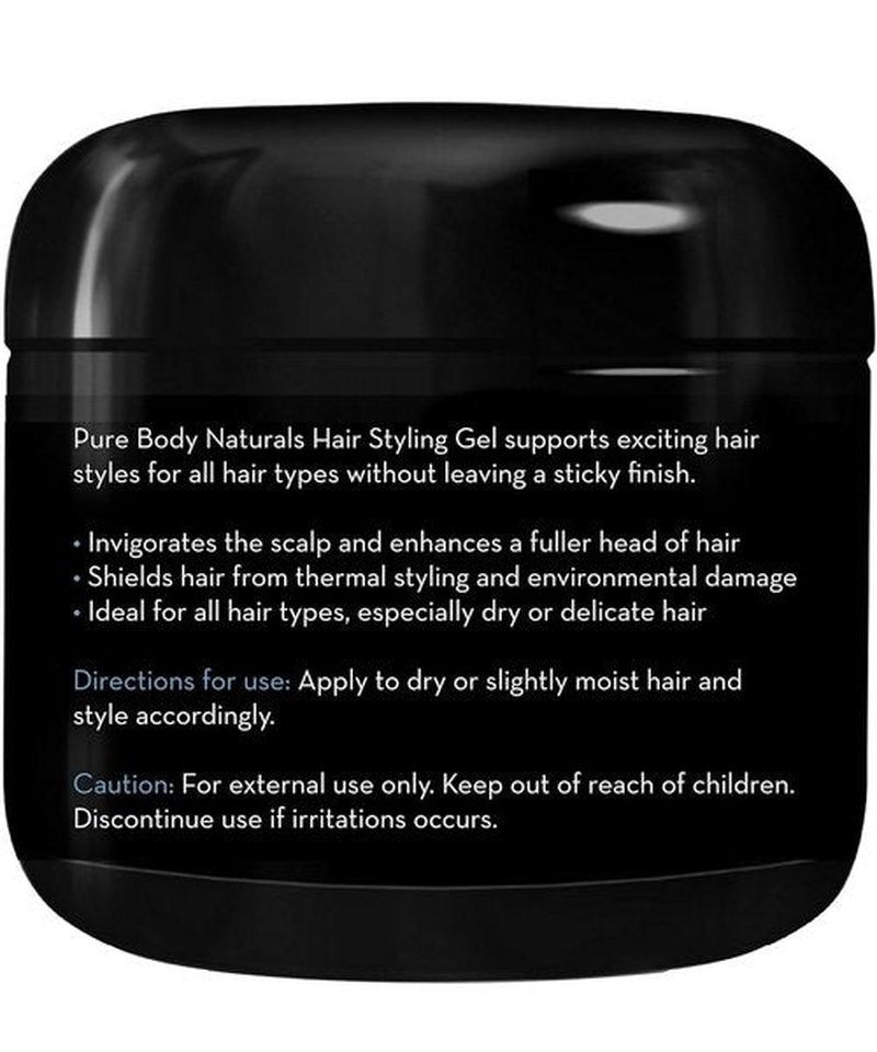 Pure Body Naturals Hair Gel for Men - Natural Aloe Formula for Firm, Healthy Hair | 4 Fl Oz
