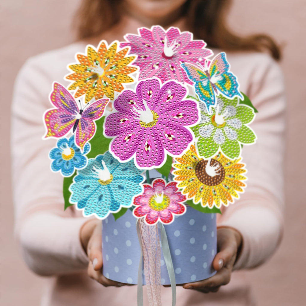 ZORETCO 10 Pcs Diamond Painting Kits for Adults, Home Office Decor with Flowers Butterfly Diamond Art Kits, 5D Gem Art Crafts for Beginners, Floral Birthday Gift