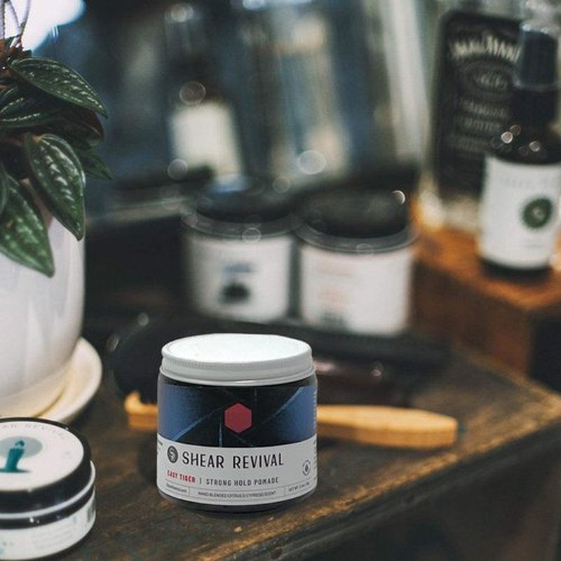 Shear Revival Easy Tiger Pomade | Oil-Based Strong Hold for Short to Medium Hair - 3.4 oz, All Natural Ingredients