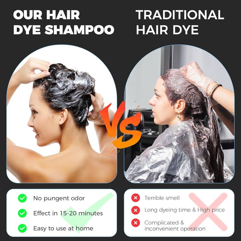 YOURTONE Black Hair Dye Shampoo Instant & Easy 3-in-1 Hair Color Solution for Men and Women - Herbal Formula, Ammonia-free, Lasts 30 Days - 16.90 oz