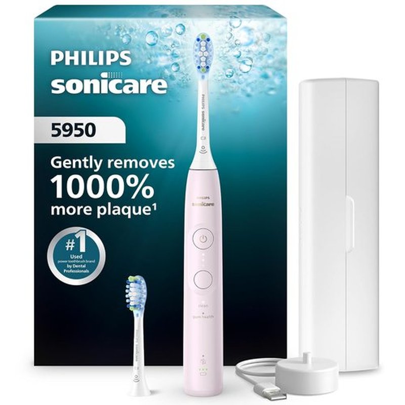 Philips Sonicare Electric Toothbrush - Pressure Sensor & 6 Brushing Settings | Light Pink, HX7132/03