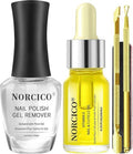 Gel Polish Remover (15ml), Cuticle Oil (10ml) & Essential Tools, Fast-Acting, Low Odor Gel Remover for Nails in 2-5 Minutes, Gentle Nourishing Treatment for Healthy Nails – Salon-Pro Home Manicure Kit