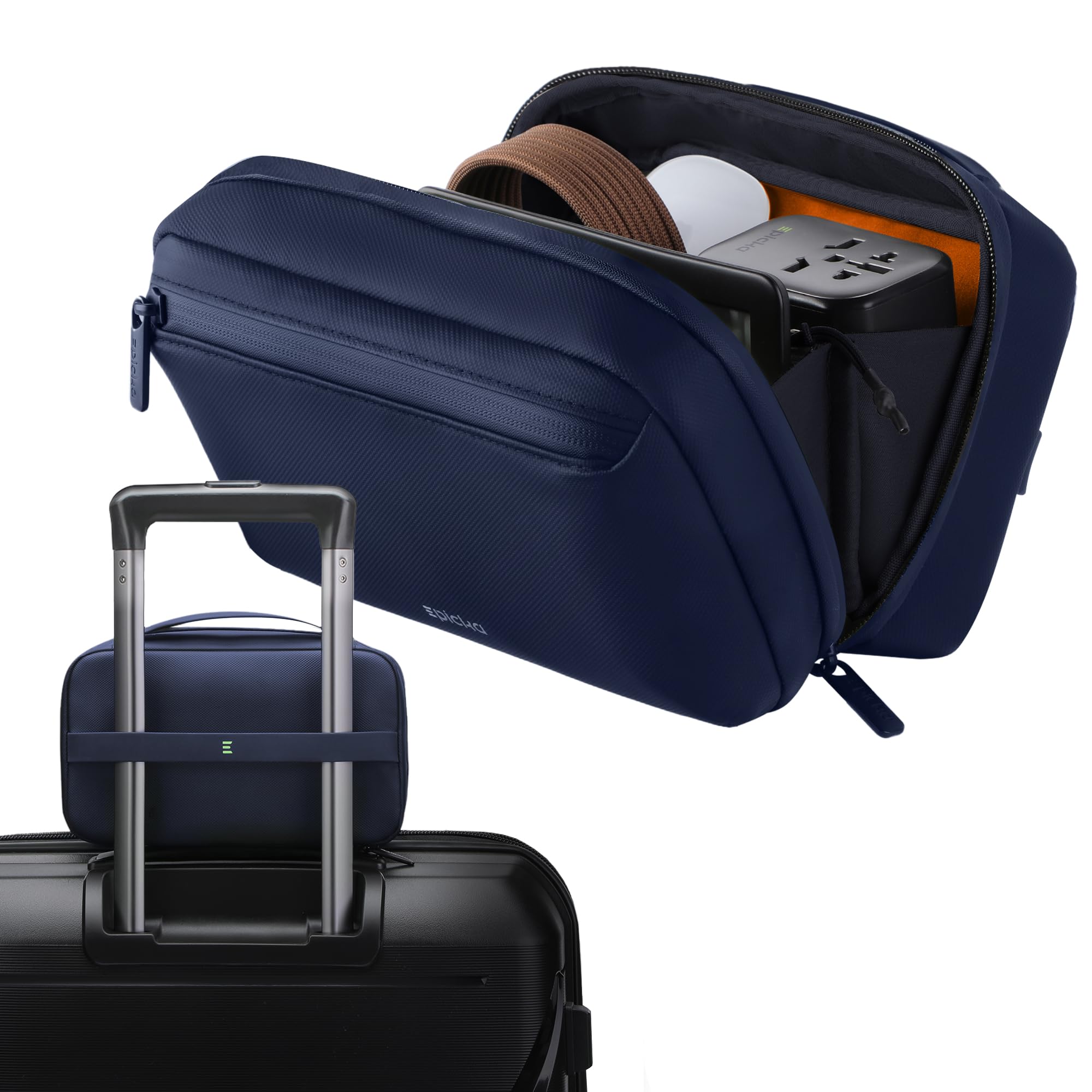 EPICKA Electronics Organizer Travel Case - Cable Organizer Bag for Travel Accessories, Tech Pouch for Cords, Charger, Adapter, Cables, Power Bank, Waterproof Storage Bag with Luggage Strap, Navy