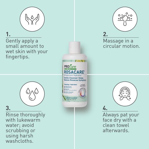 PROcure Rosacare Gentle Cream Cleanser – Hyaluronic Acid, Niacinamide & Licorice Root Face Wash for Sensitive, Redness-Prone Skin – Daily Use