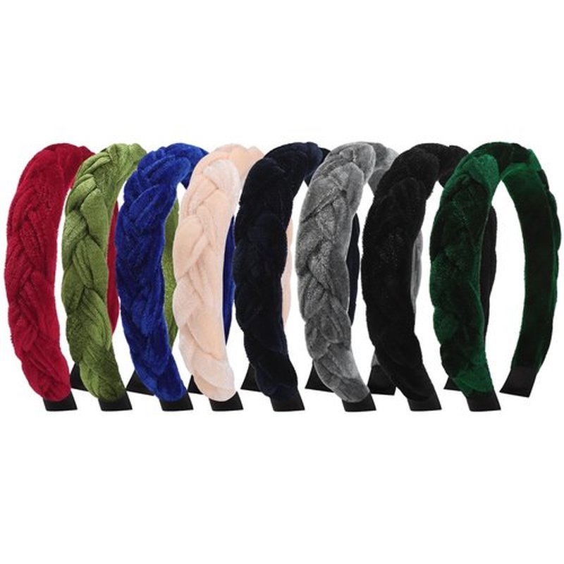 Suyegirl Braided Headbands for Women,Velvet Headbands for Women Girls,Wide Criss Cross Hair Accessories 8 Packs