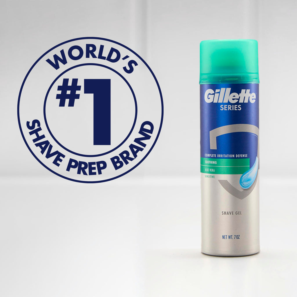Gillette Series Soothing Shaving Gel for Men, Protects Against 5 Signs of Shaving Irritation, Shave Gel With Aloe Vera, Suitable for Sensitive Skin, 2.5 oz
