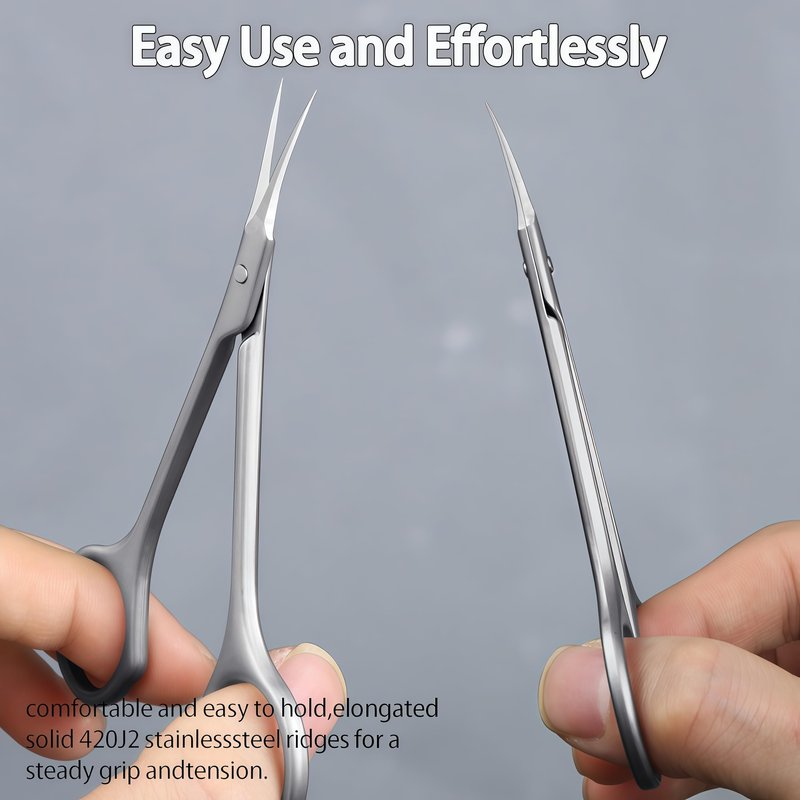 XGIZMOO Cuticle Scissors Extra Fine Curved Blade,Precise Stainless Steel Long Handle Professional Grooming Manicure Scissors for Nail, Eyebrow, Eyelash, Dry Skin