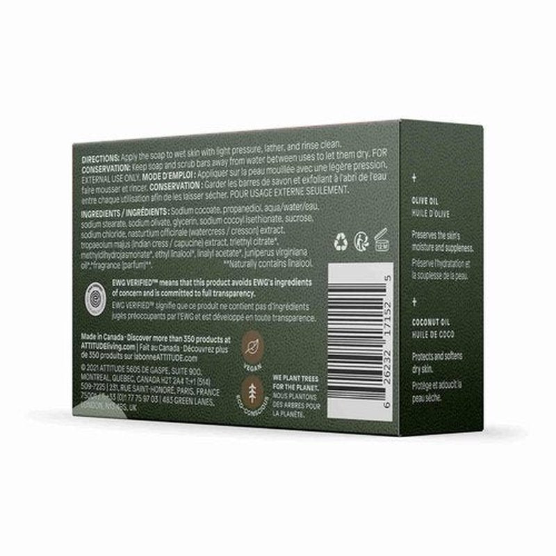 ATTITUDE Body Soap Bar - Natural Origin Formula with Coconut & Olive Oils | EWG Verified, Vegan, 4 Oz