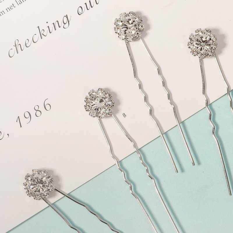 Yandino 18 Pieces Bride Wedding Hair Pins Bridal Hair Accessories Set Jewelry Bridesmaids Silver HairPiece for Women