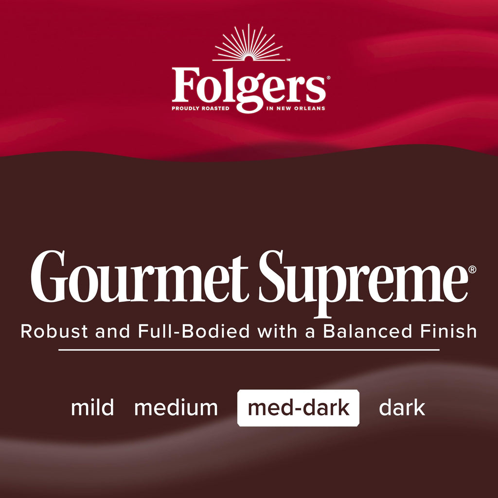 Folgers Gourmet Supreme Ground Coffee, Medium-Dark Roast, 22.6 Oz. Canister