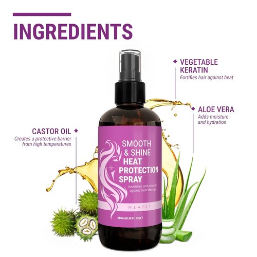NEATLY Leave-In Keratin Heat Protectant Spray - Nourishing Formula for Dry, Damaged Hair | 8.5 Oz