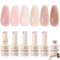 Beetles Rubber Base Gel Set - 6 Colors, 15ml | 5-in-1 Builder Base Coat for Strong, Flexible Nails