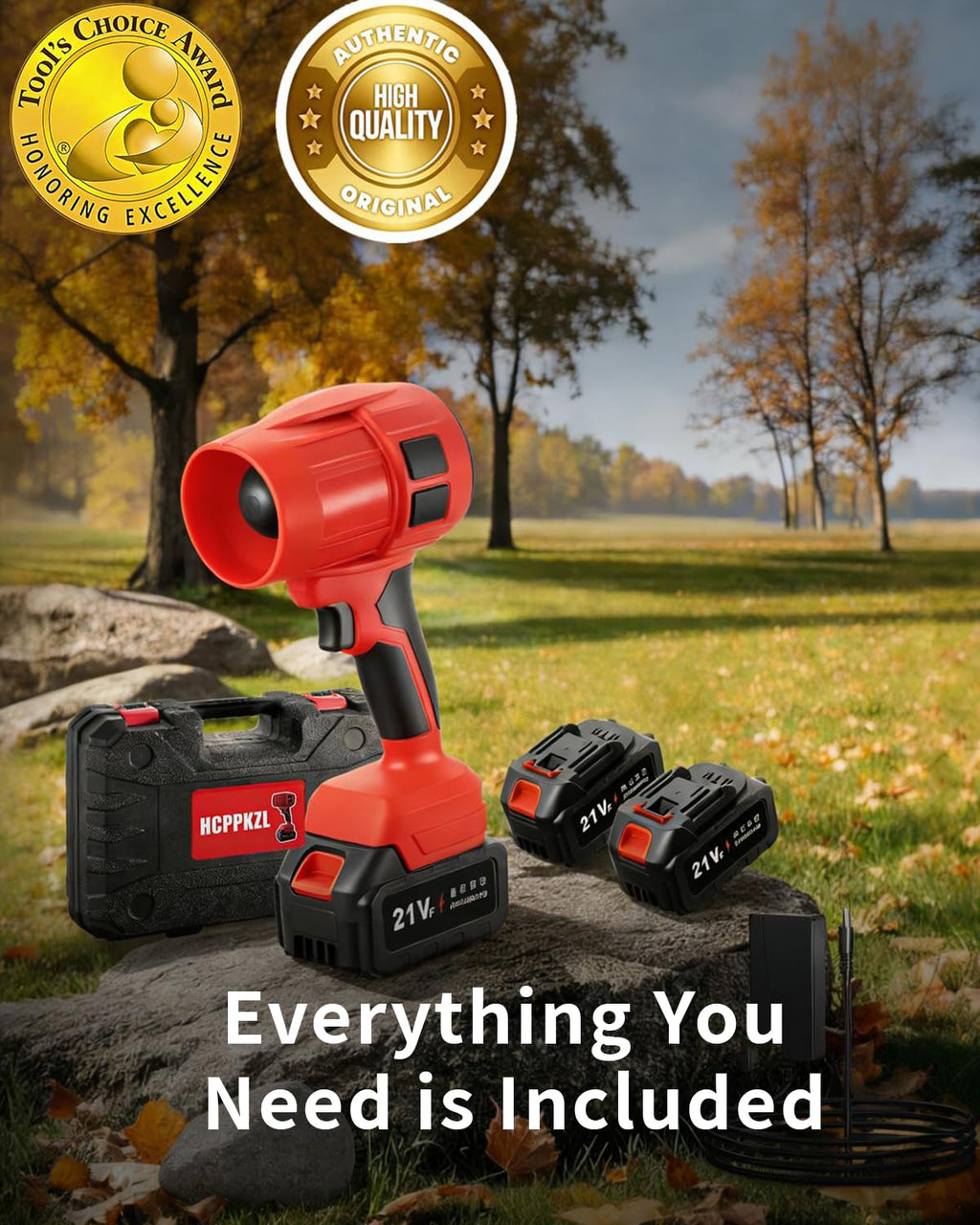 Power Leaf Blower 21V Cordless Lightweight Handheld Electric Turbo Jet 2x4Ah Batteries Fast Charger 1000,000 RPM High Speed with Ergonomic Handle for Yard Cleaning Lawn Maintenance Blowing Leave (Red)